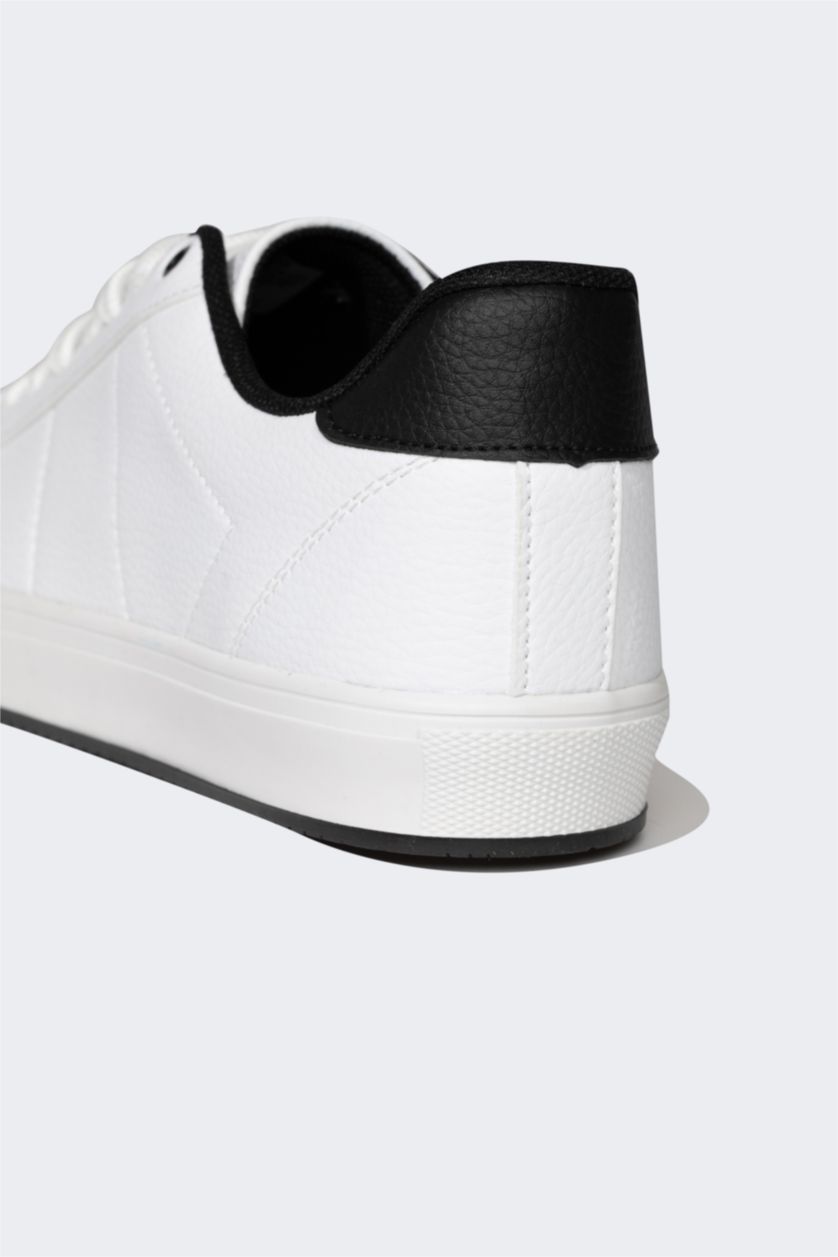 رجالي أبيض (000) سنيكرز رجالي جلد صناعي برباط