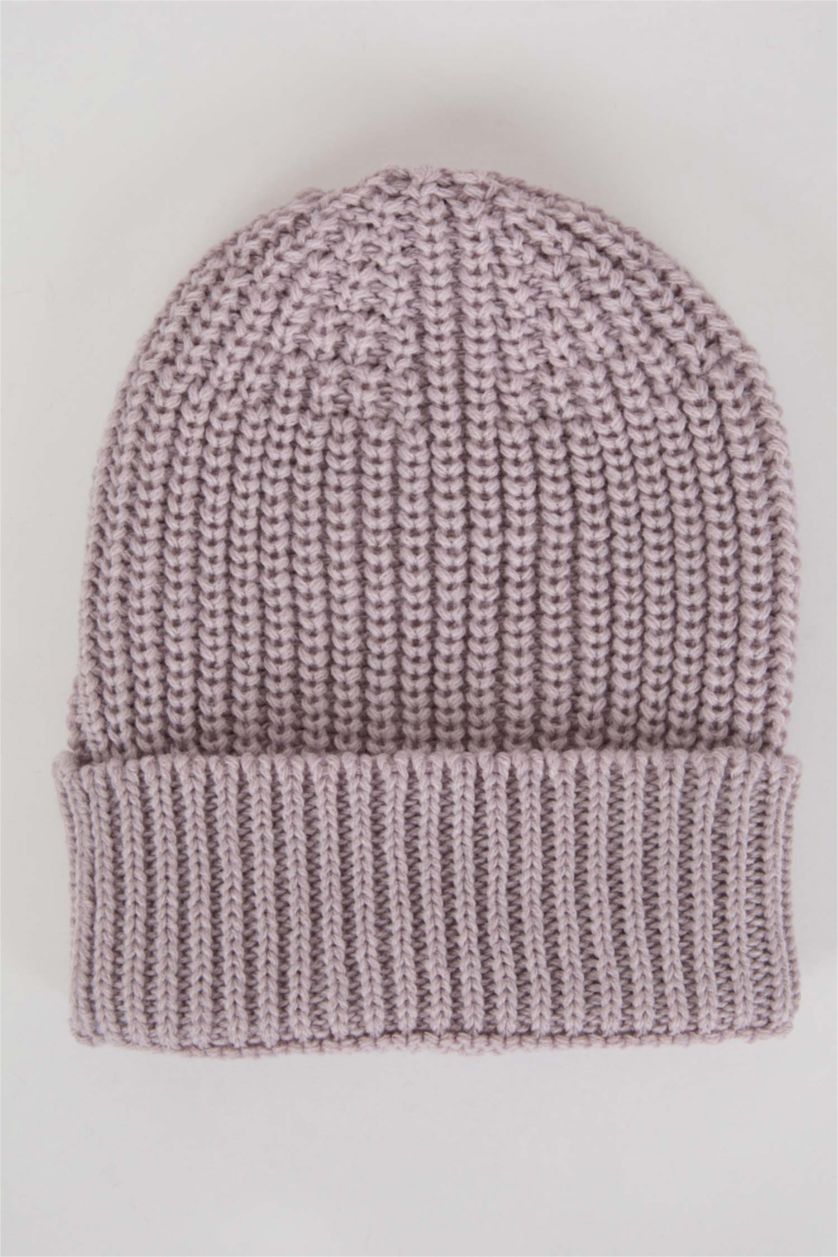 بنات بنفسجي طقم قبعة سكارف بناتي - قطعتين