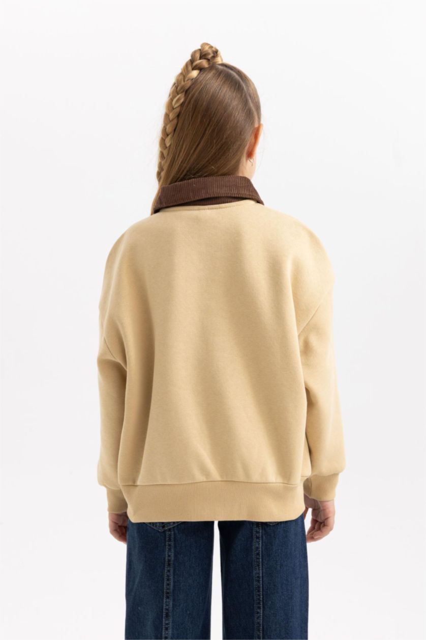 بناتي بيج سويت شيرت بناتي اوفر سايز ببطانة ناعمة