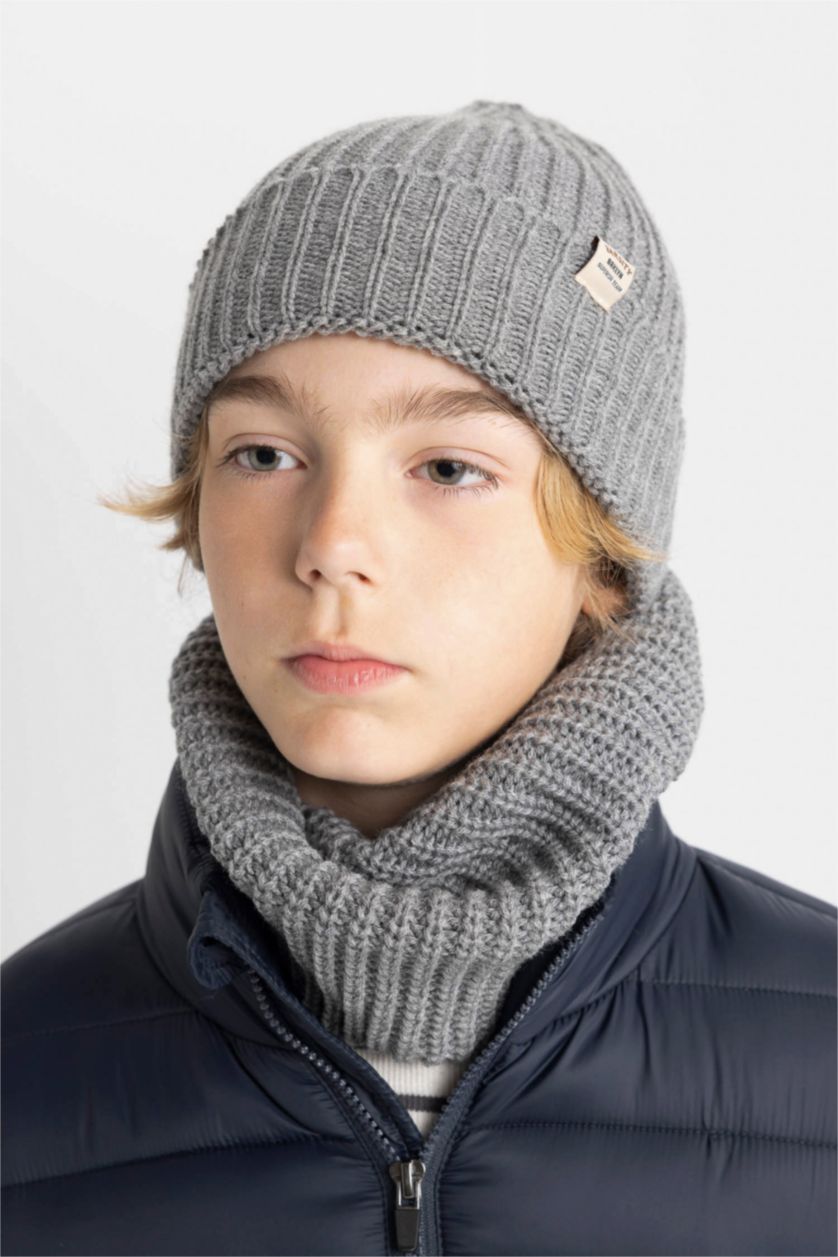 BOYS & TEENS Grey Boy Scarf Beret Set of 2