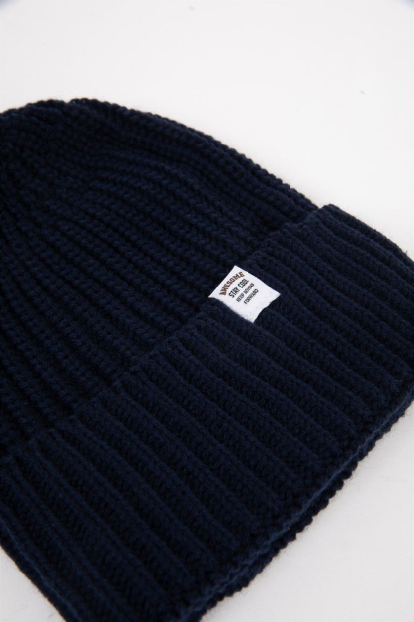 أولاد نيلي غامق طقم قبعة سكارف اولادي - قطعتين