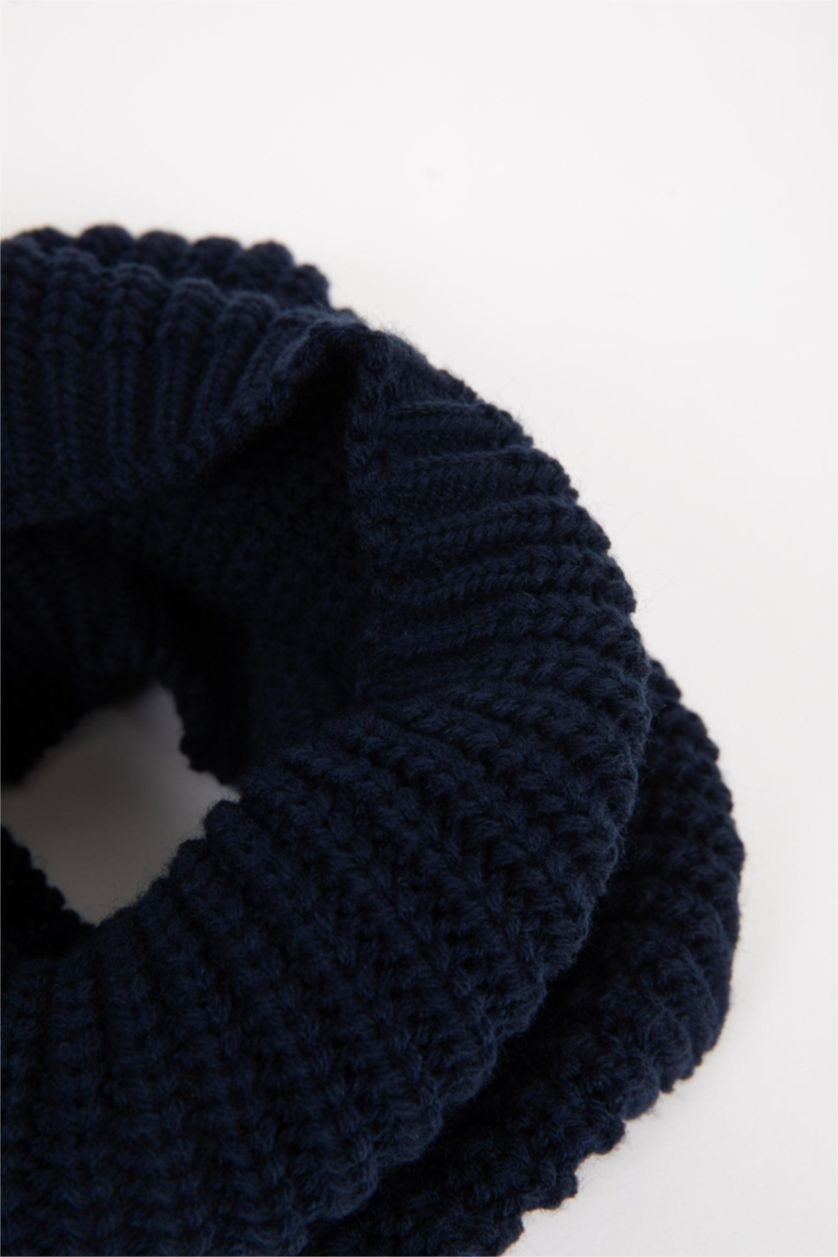 أولاد نيلي غامق طقم قبعة سكارف اولادي - قطعتين