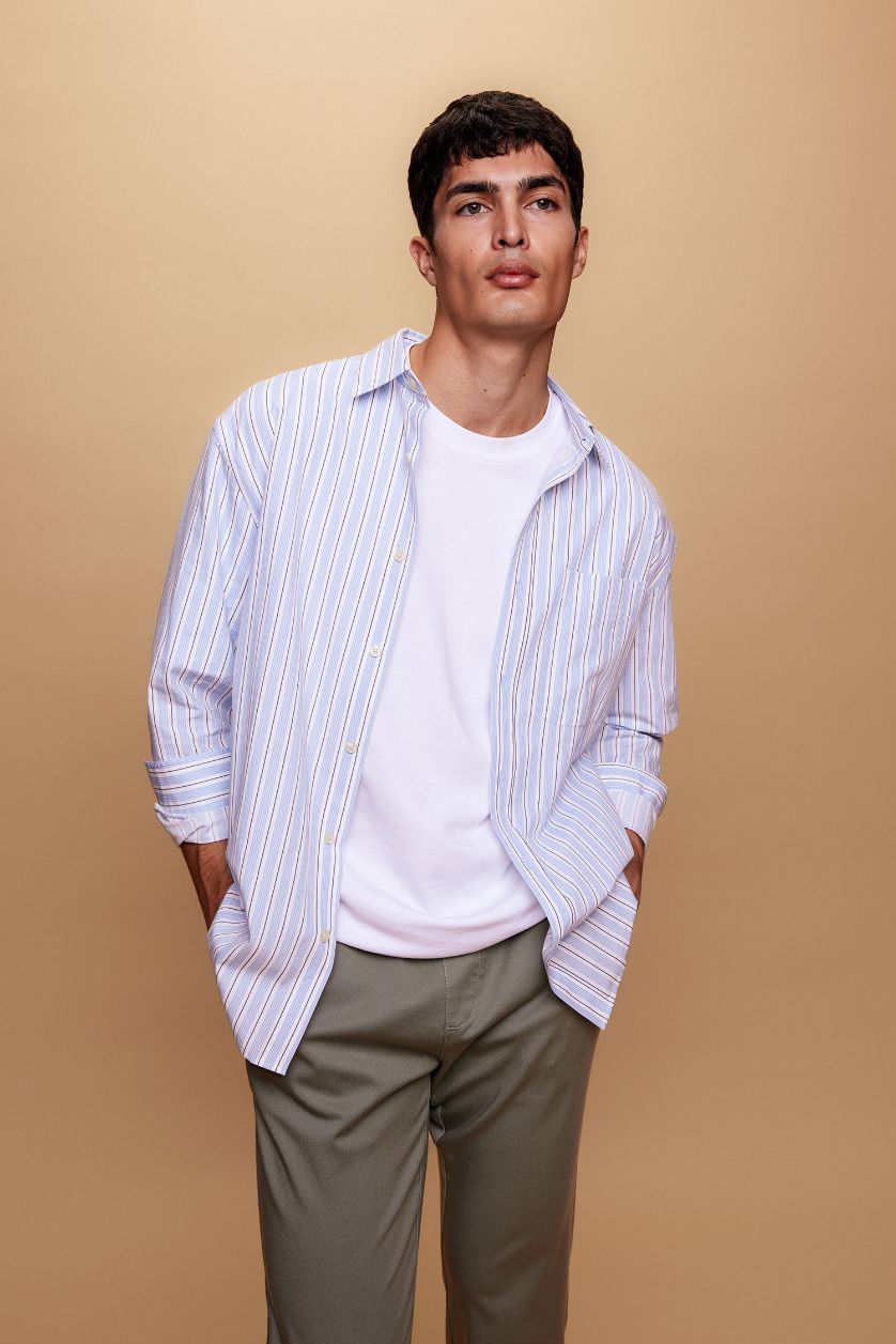 MAN White Relax Fit Cotton Long Sleeve Shirt