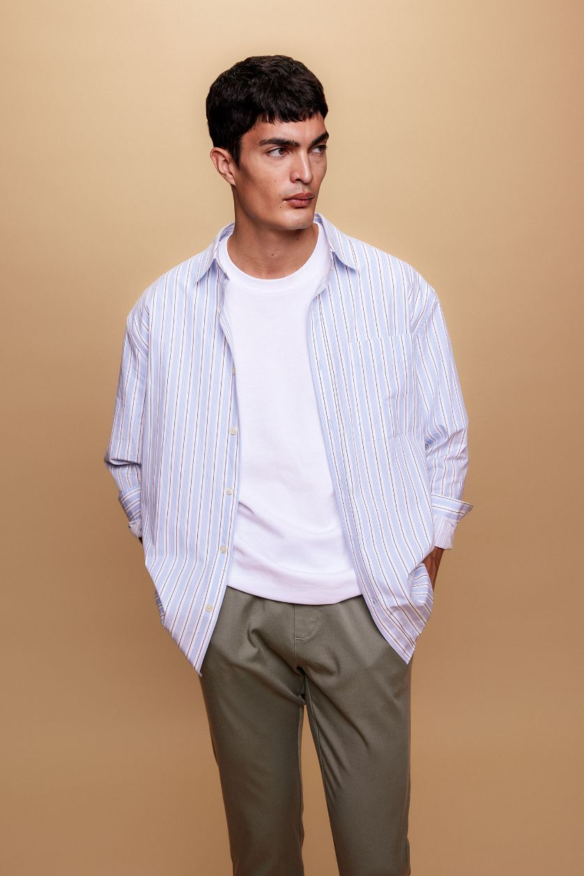 MAN White Relax Fit Cotton Long Sleeve Shirt