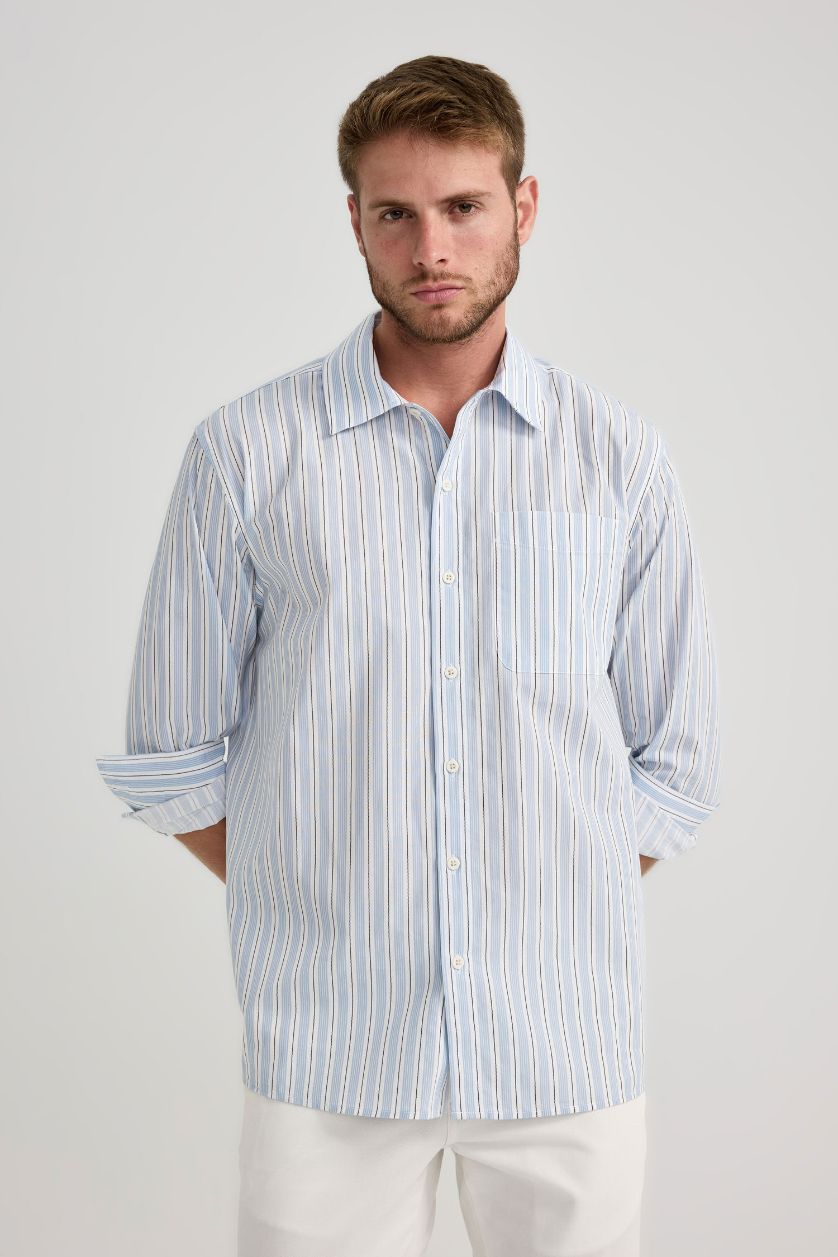 MAN White Relax Fit Cotton Long Sleeve Shirt