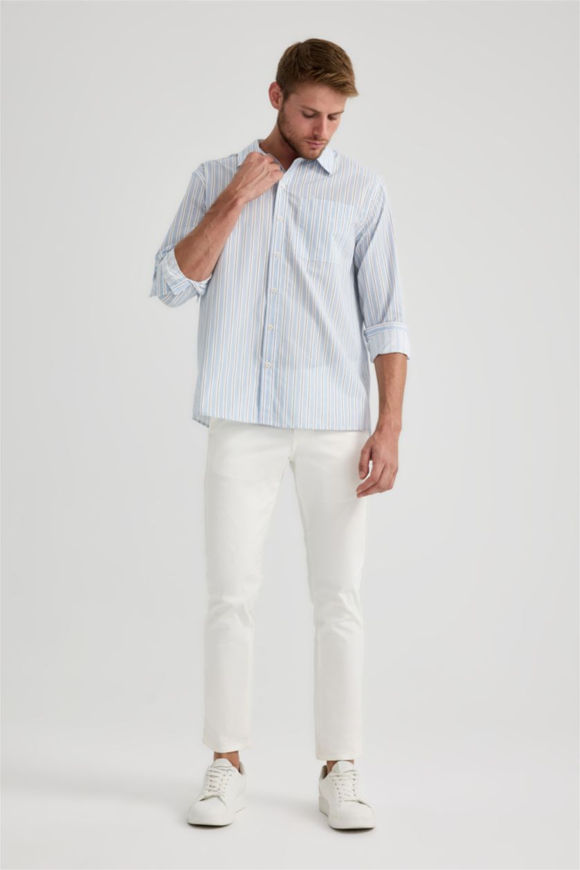MAN White Relax Fit Cotton Long Sleeve Shirt