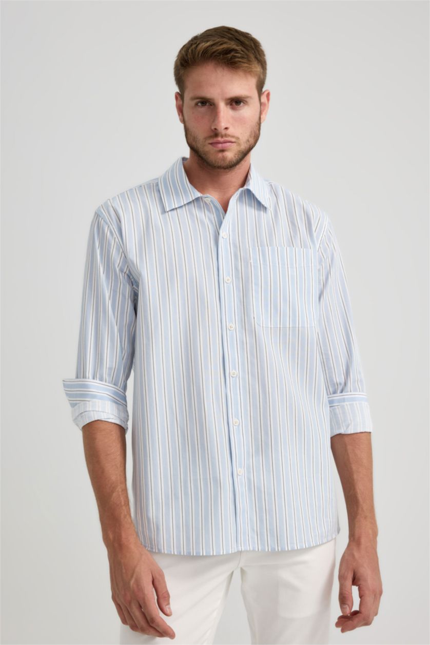 MAN White Relax Fit Cotton Long Sleeve Shirt