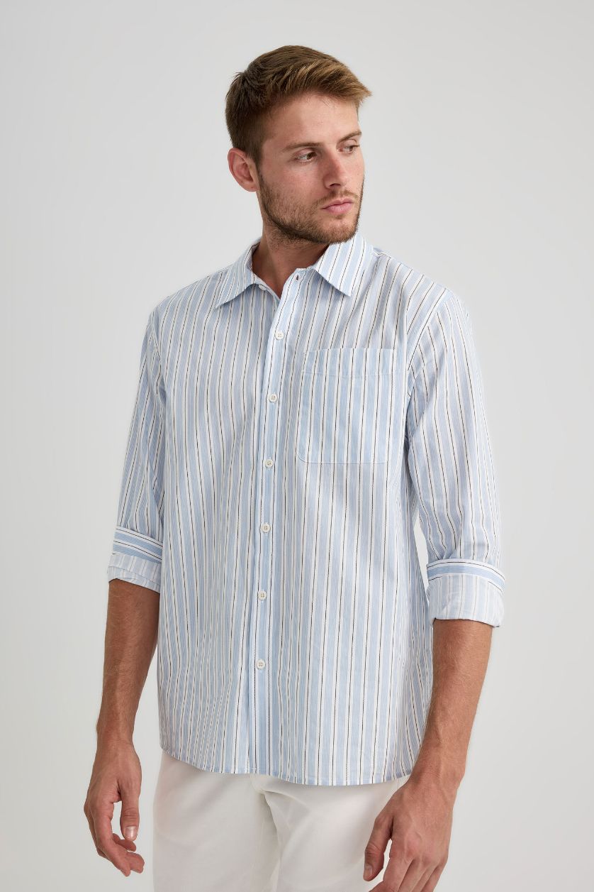 MAN White Relax Fit Cotton Long Sleeve Shirt