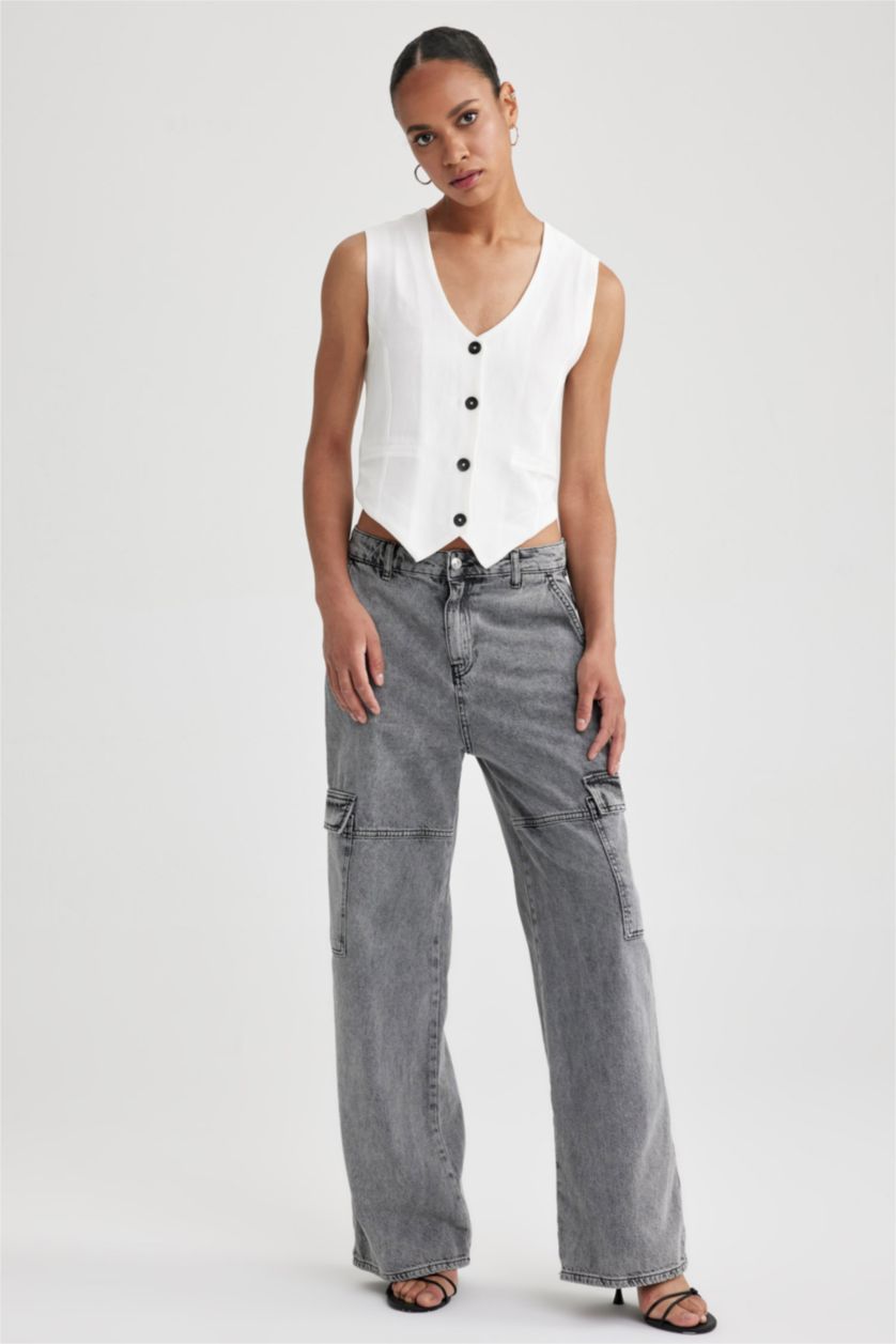 WOMAN White Slim Fit Linen Blend Blazer Vest