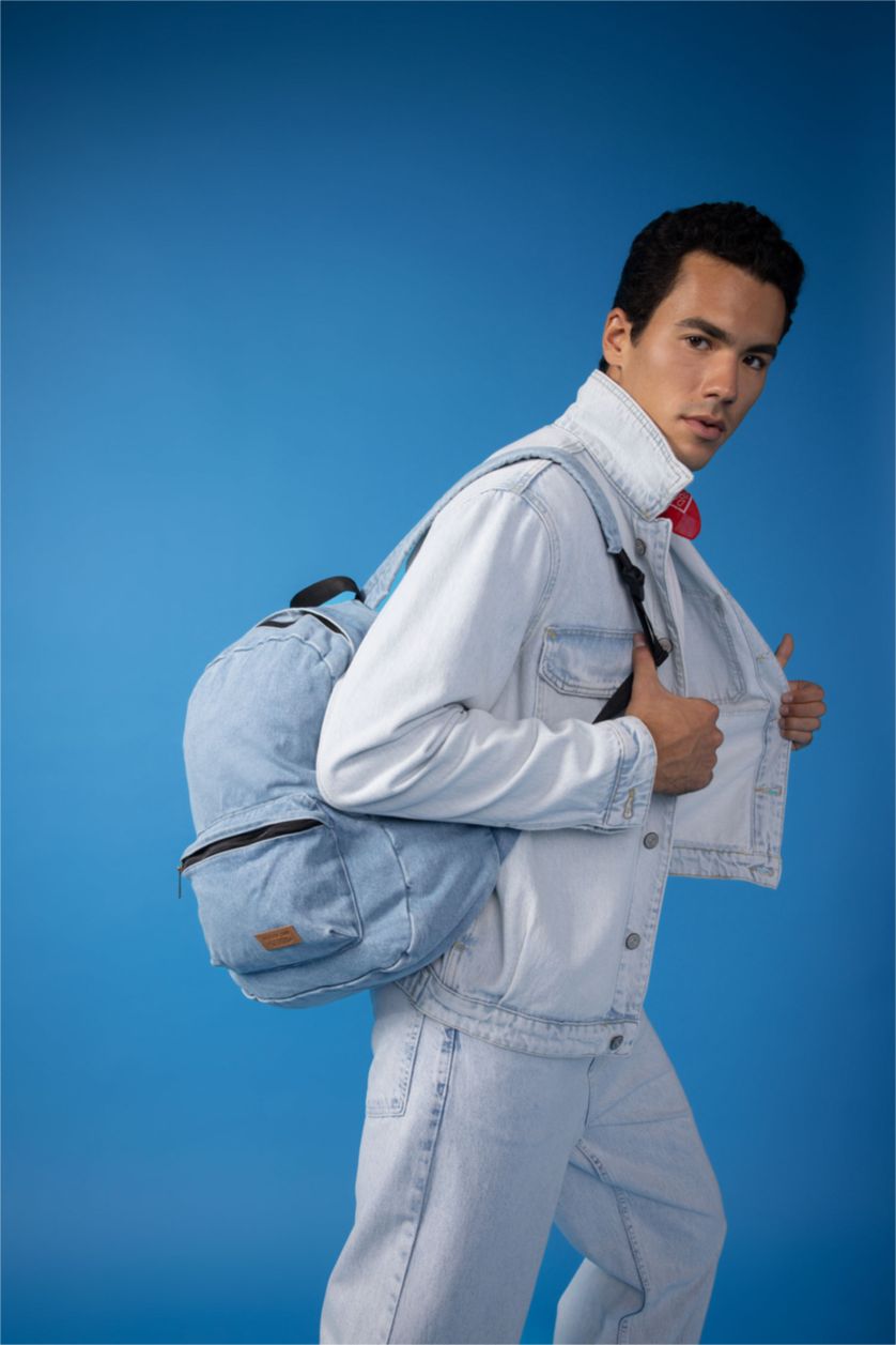 MAN Light Blue Unisex Jean School Backpack