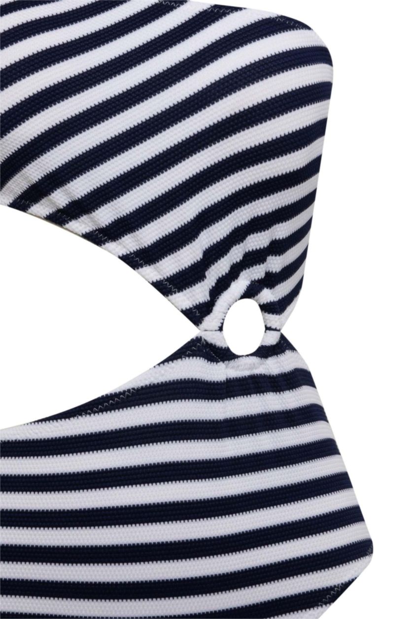 Kadın Lacivert Çizgili Bürümcük Tek Omuzlu Mayo-Fall in Love