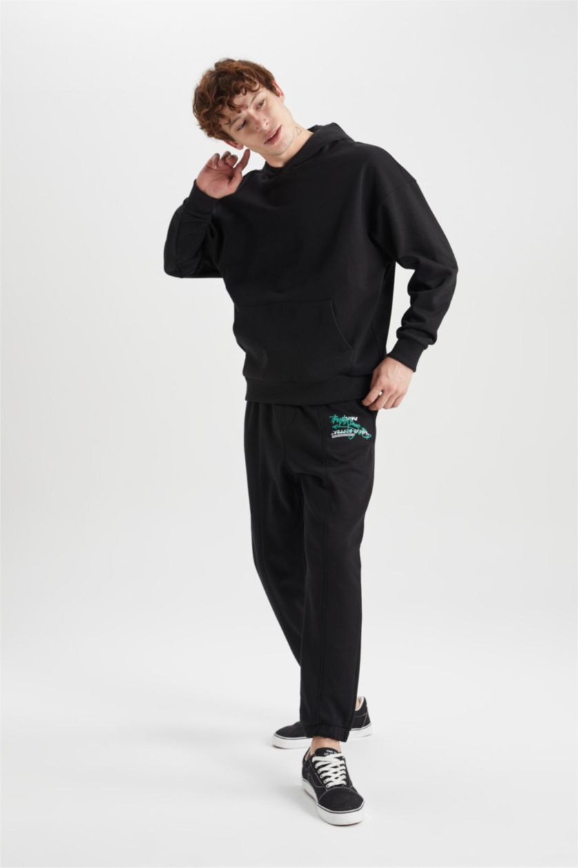 رجال أسود Regular Fit Trousers