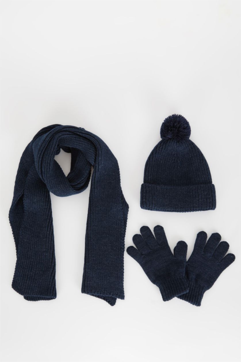 GARÇONS Bleu Ensemble Écharpe, Gants Et Bonnet Pour Garçon - 3 Pièces