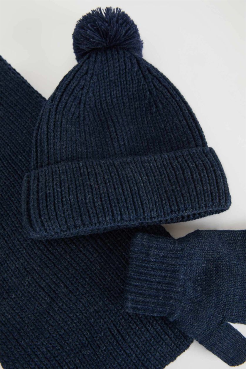 GARÇONS Bleu Ensemble Écharpe, Gants Et Bonnet Pour Garçon - 3 Pièces