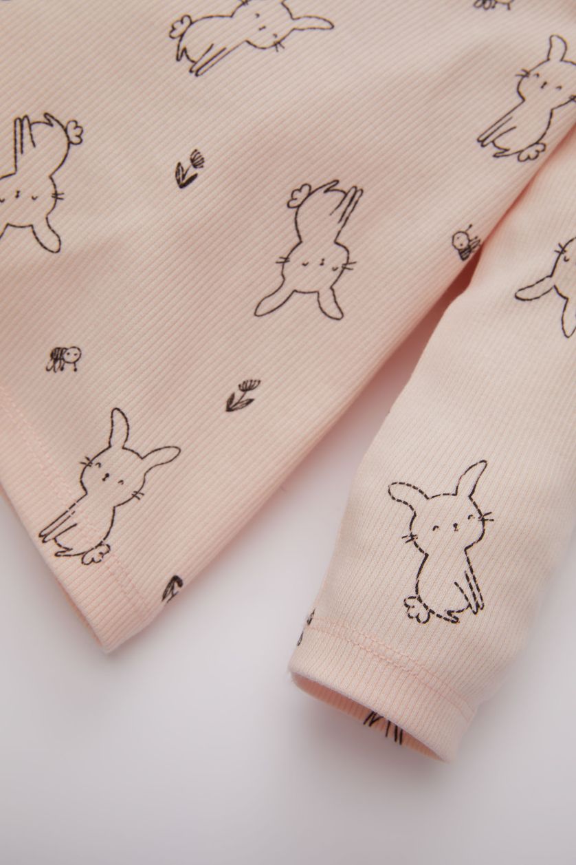 BABY GIRL Light Pink 2 piece Regular Fit Crew Neck Knitted Pyjamas