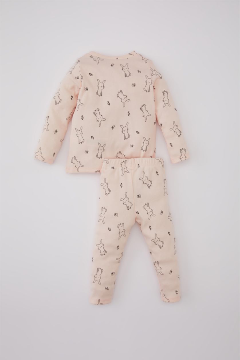 BABY GIRL Light Pink 2 piece Regular Fit Crew Neck Knitted Pyjamas