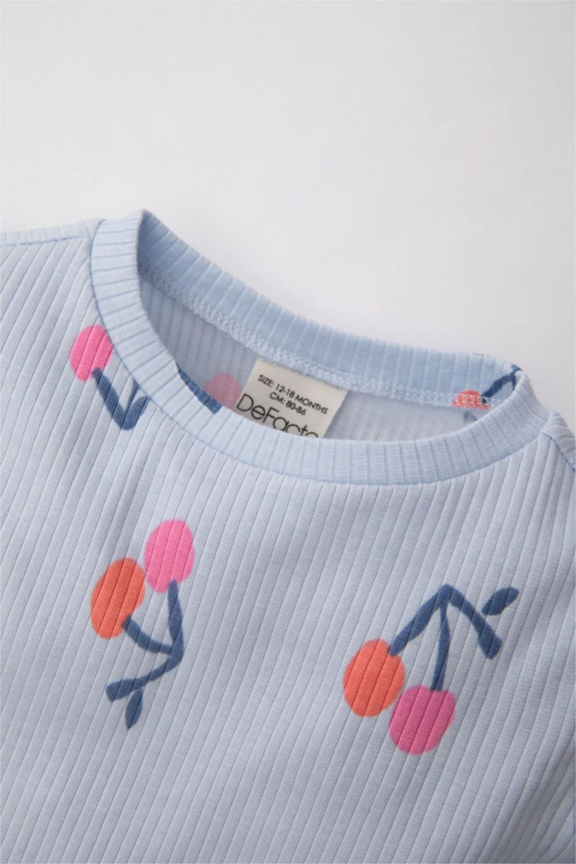 BÉBÉ FILLE BLEU Clair Ensemble Pyjama Velours Côtelé à Manches Longues à Motif de Fruits pour Bébé Fille