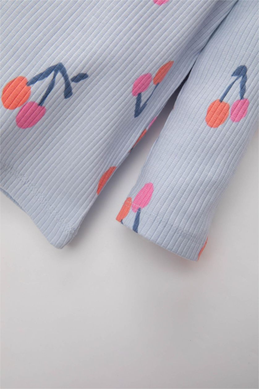 BÉBÉ FILLE BLEU Clair Ensemble Pyjama Velours Côtelé à Manches Longues à Motif de Fruits pour Bébé Fille