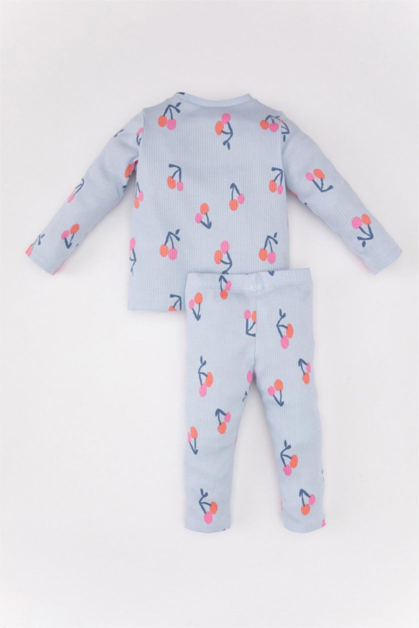BÉBÉ FILLE BLEU Clair Ensemble Pyjama Velours Côtelé à Manches Longues à Motif de Fruits pour Bébé Fille