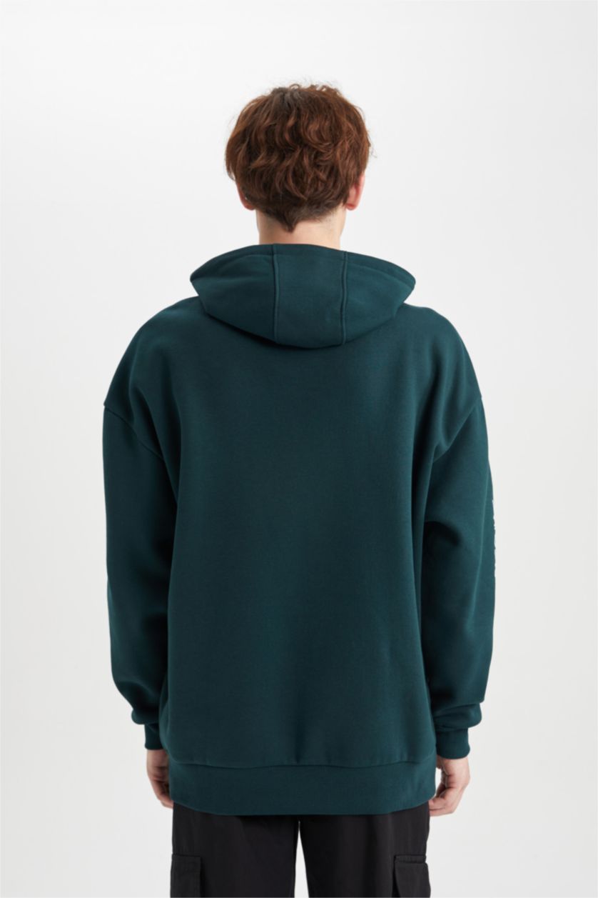 MAN Green Oversize Fit Jean-Michel Basquiat Licensed Printed Long Sleeve Sweatshirt