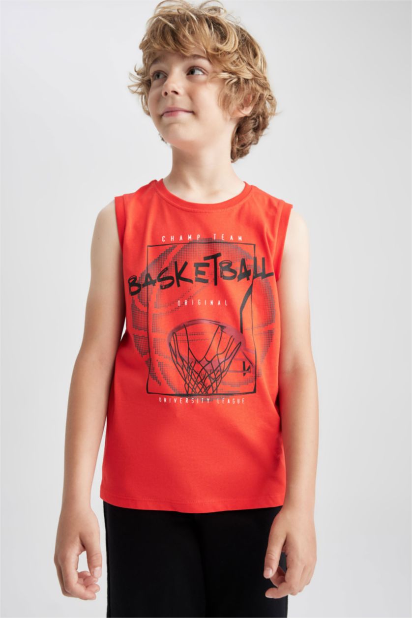 GARÇONS Rouge Débardeur Coupe Régulière Col rond