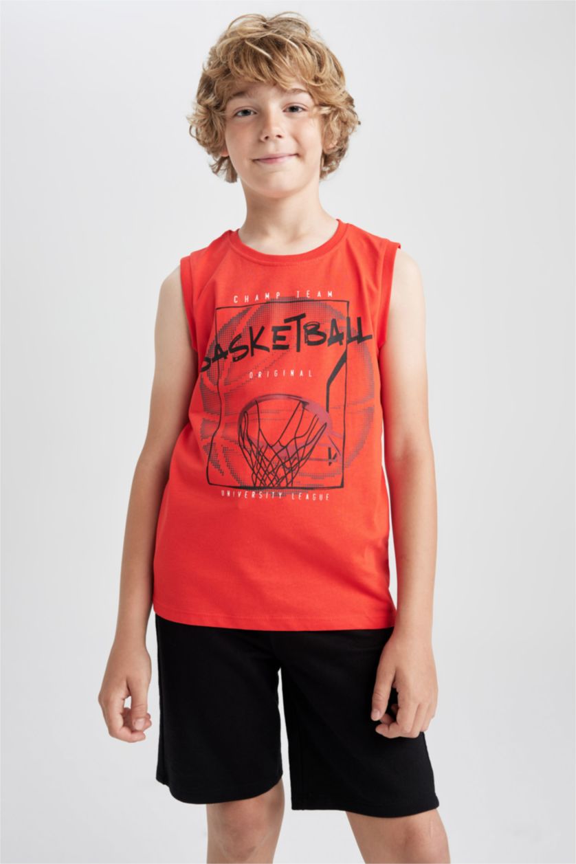 GARÇONS Rouge Débardeur Coupe Régulière Col rond