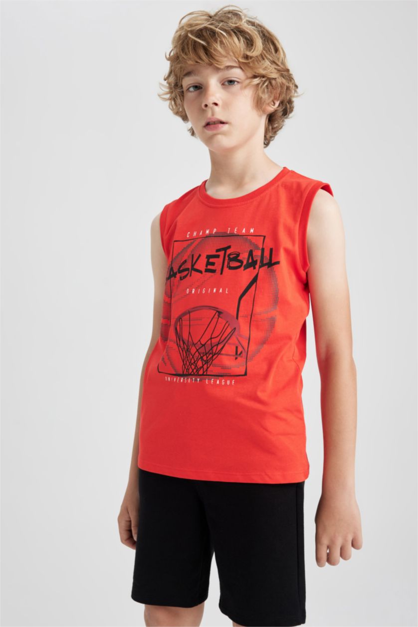 GARÇONS Rouge Débardeur Coupe Régulière Col rond