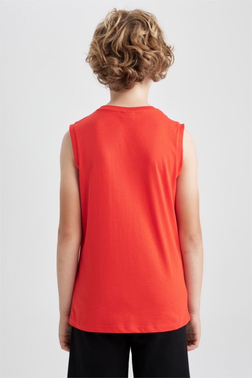 GARÇONS Rouge Débardeur Coupe Régulière Col rond