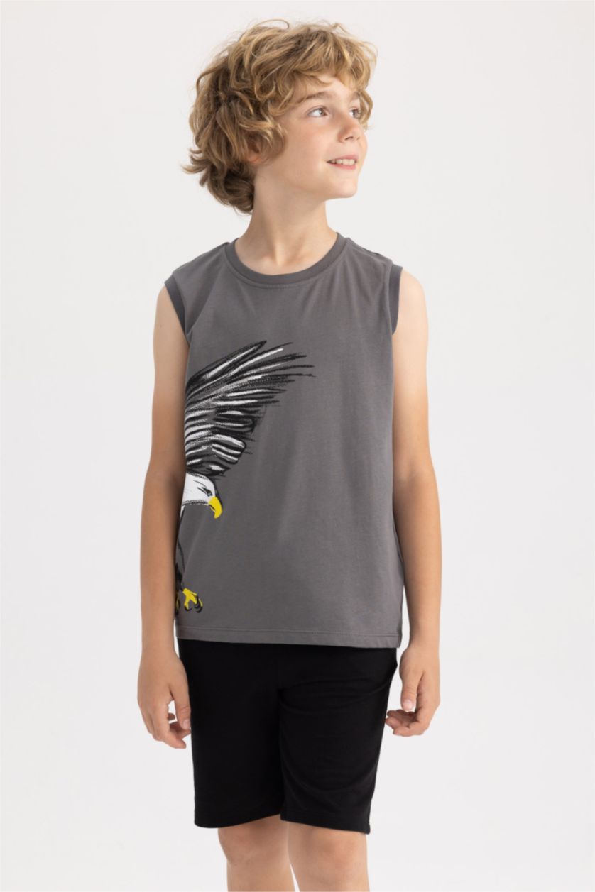 GARÇONS Anthracite Débardeur Coupe Régulière Col Ras Du Cou pour Garçon