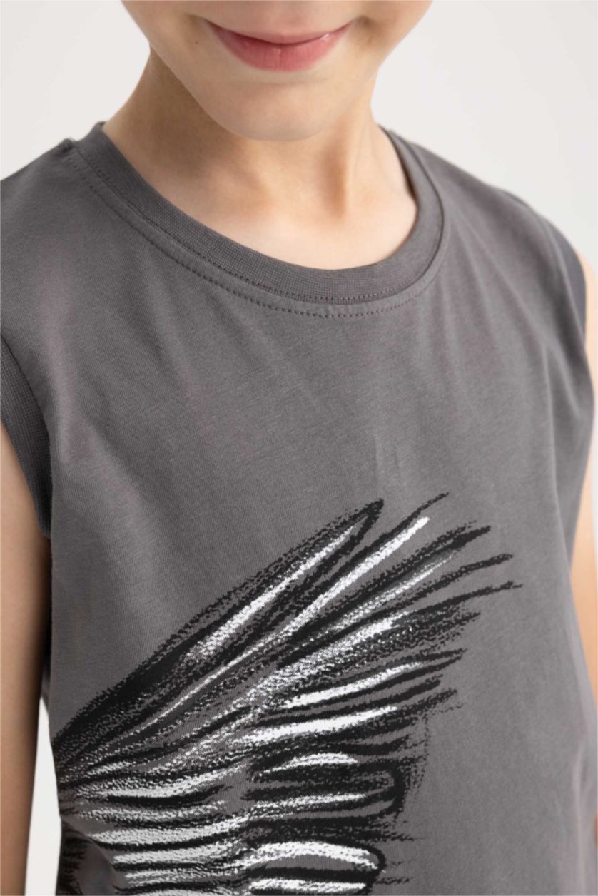 GARÇONS Anthracite Débardeur Coupe Régulière Col Ras Du Cou pour Garçon