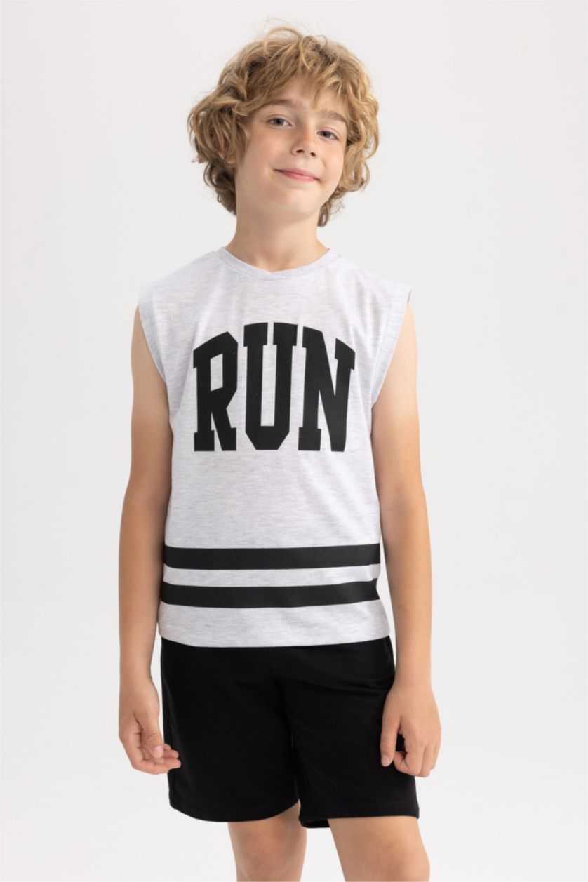 BOYS & TEENS Light Grey Melange Boy Crew Neck Undershirt