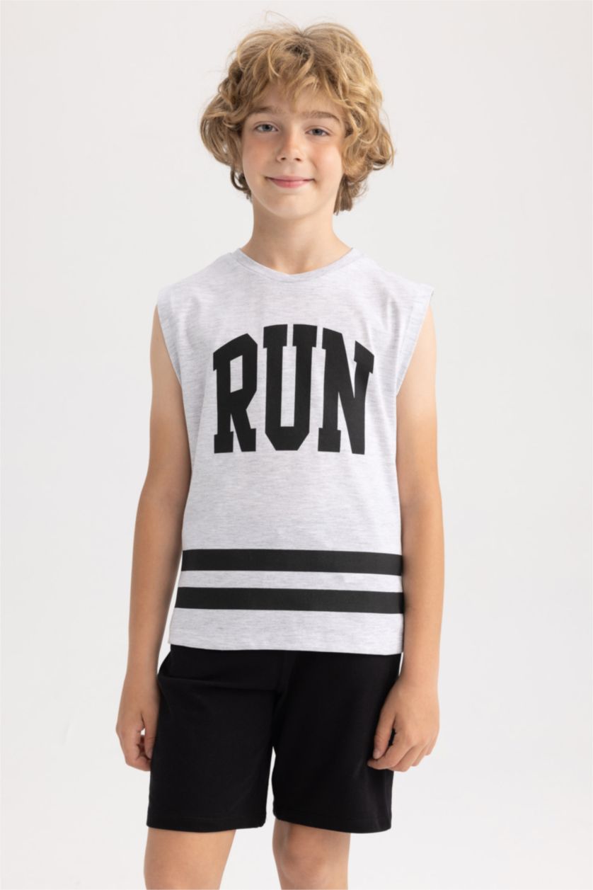 BOYS & TEENS Light Grey Melange Boy Crew Neck Undershirt