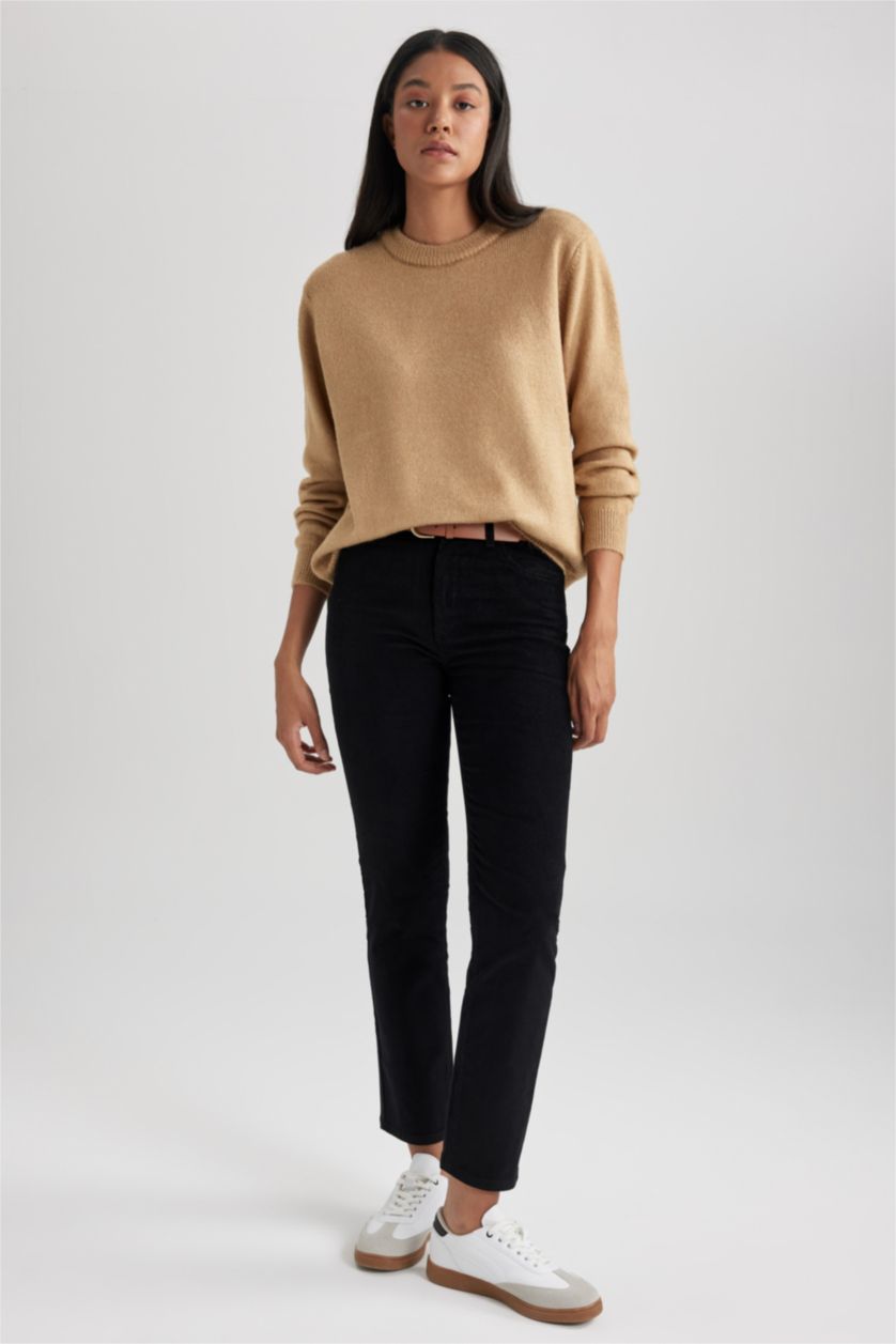 FEMME Beige Pull-Over Coupe Régulière Col Rond