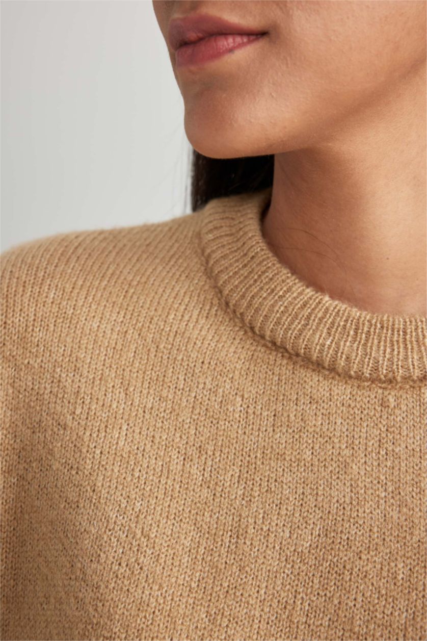 FEMME Beige Pull-Over Coupe Régulière Col Rond