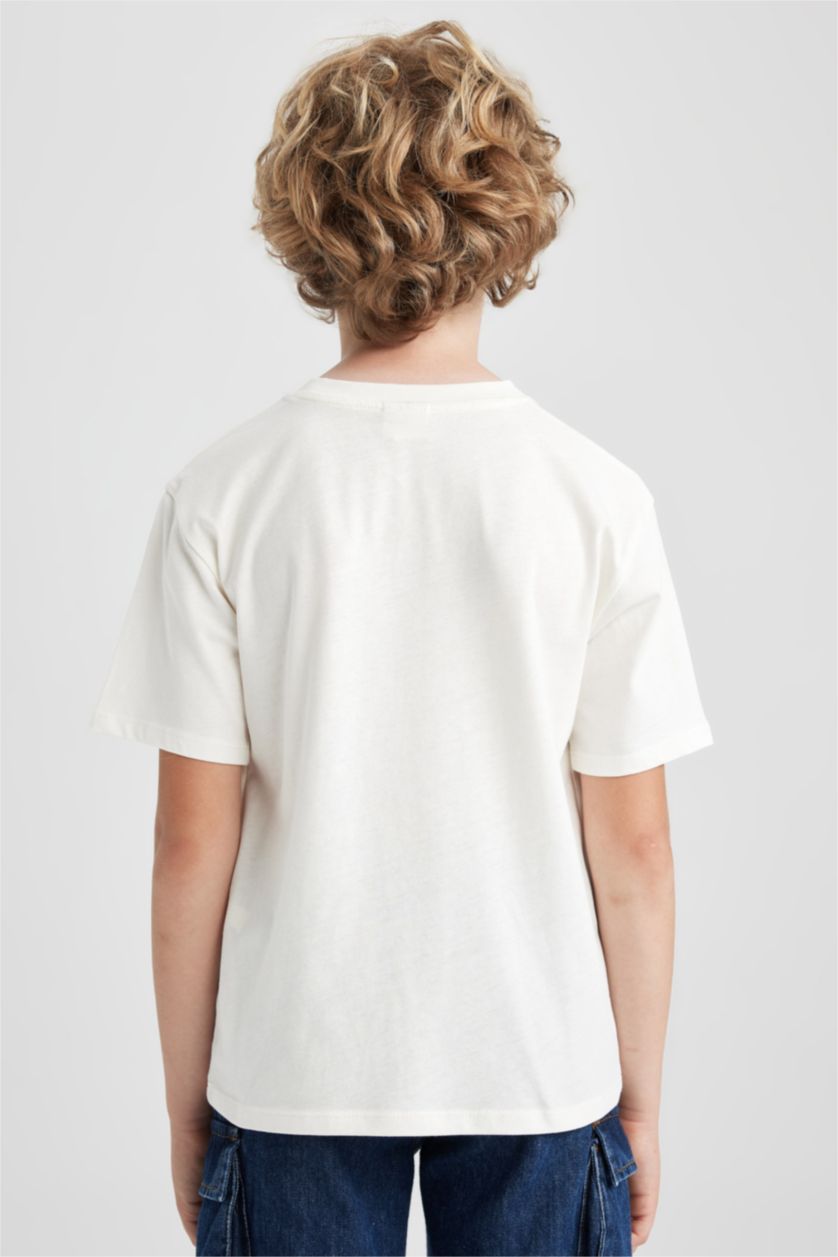 BOYS & TEENS Ecru Boy New Regular Fit Crew Neck Printed Short Sleeve T-Shirt