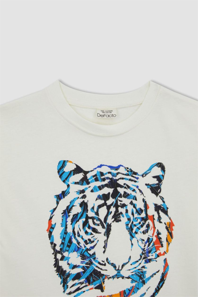 BOYS & TEENS Ecru Boy New Regular Fit Crew Neck Printed Short Sleeve T-Shirt