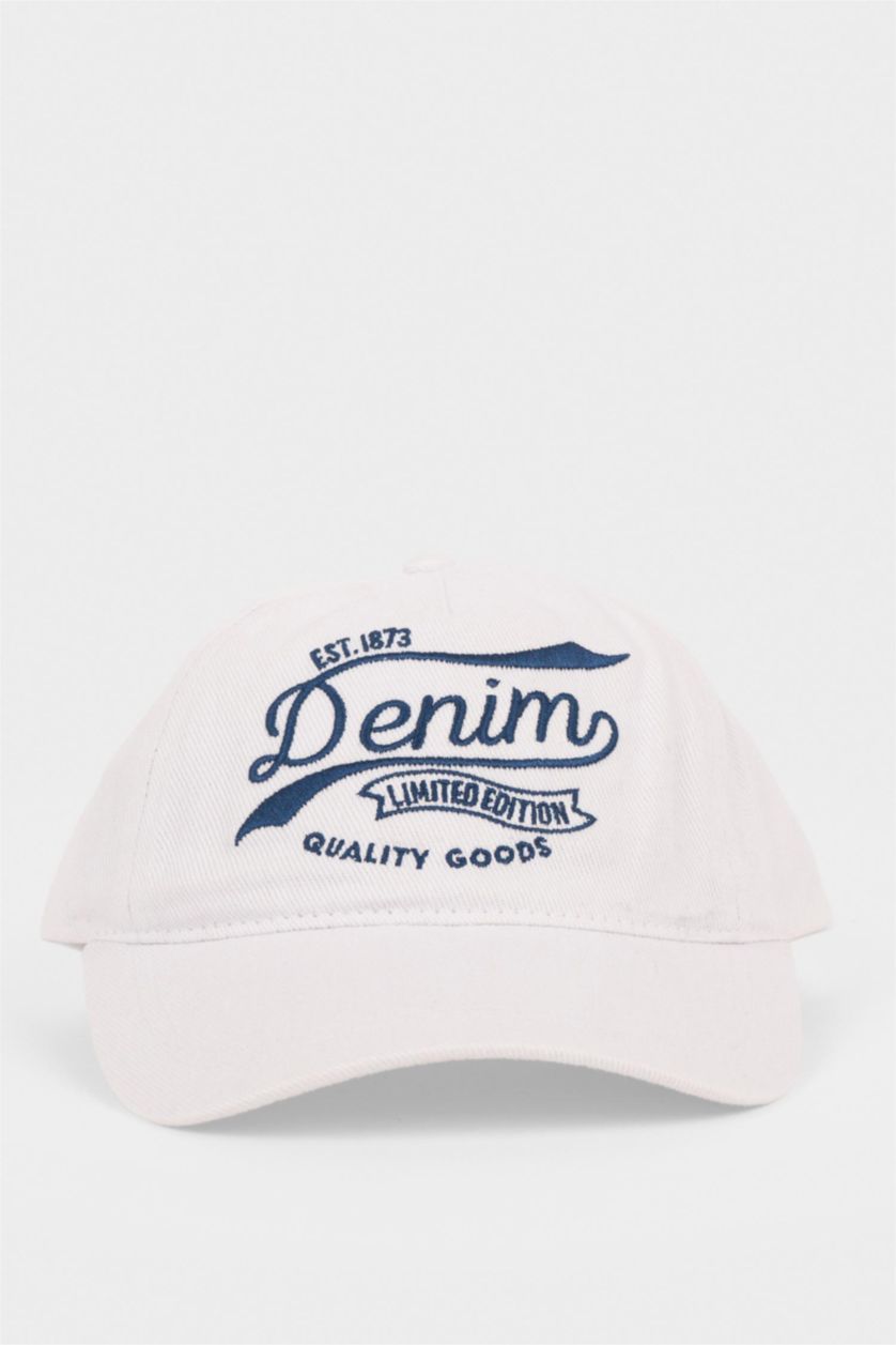 Kadın Kırık Beyaz Kadın Nakış Jean Cap Şapka