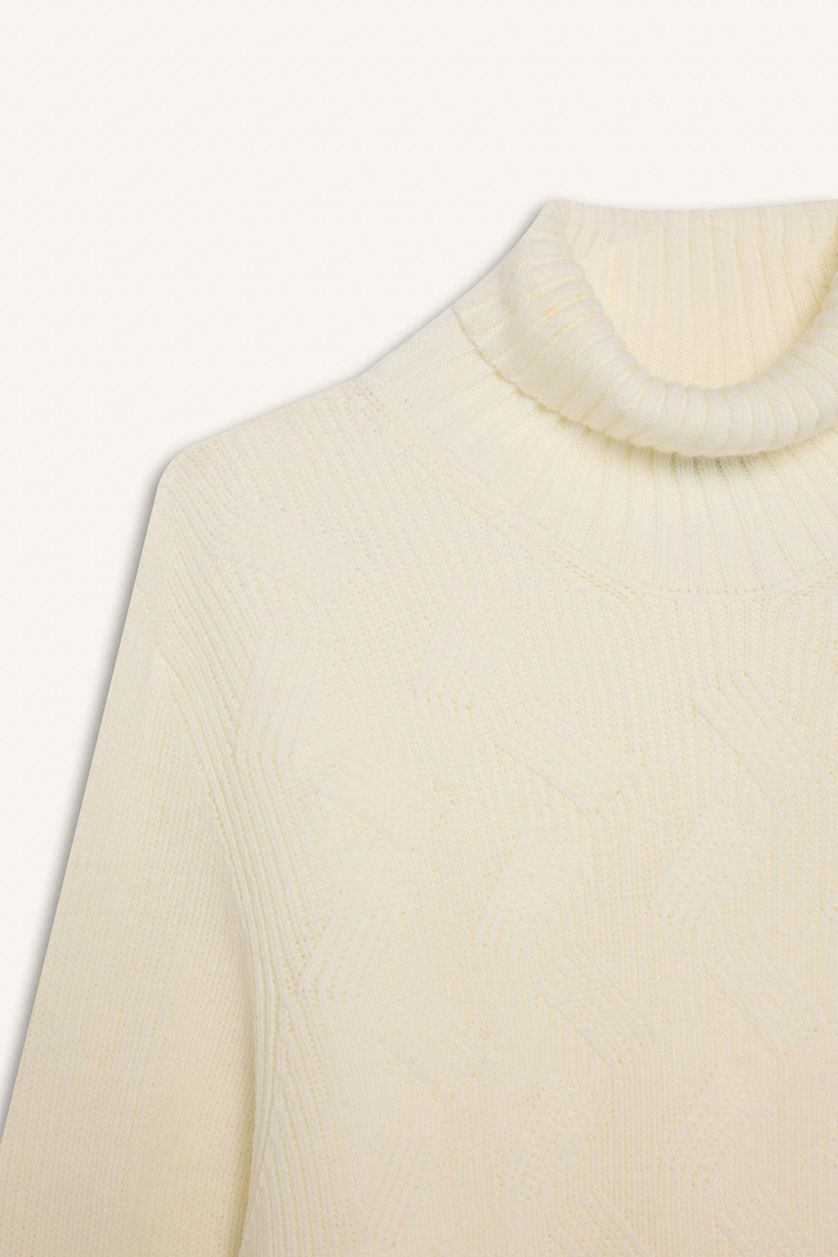Мужчины Кремовый Свитер стандартного кроя с воротником