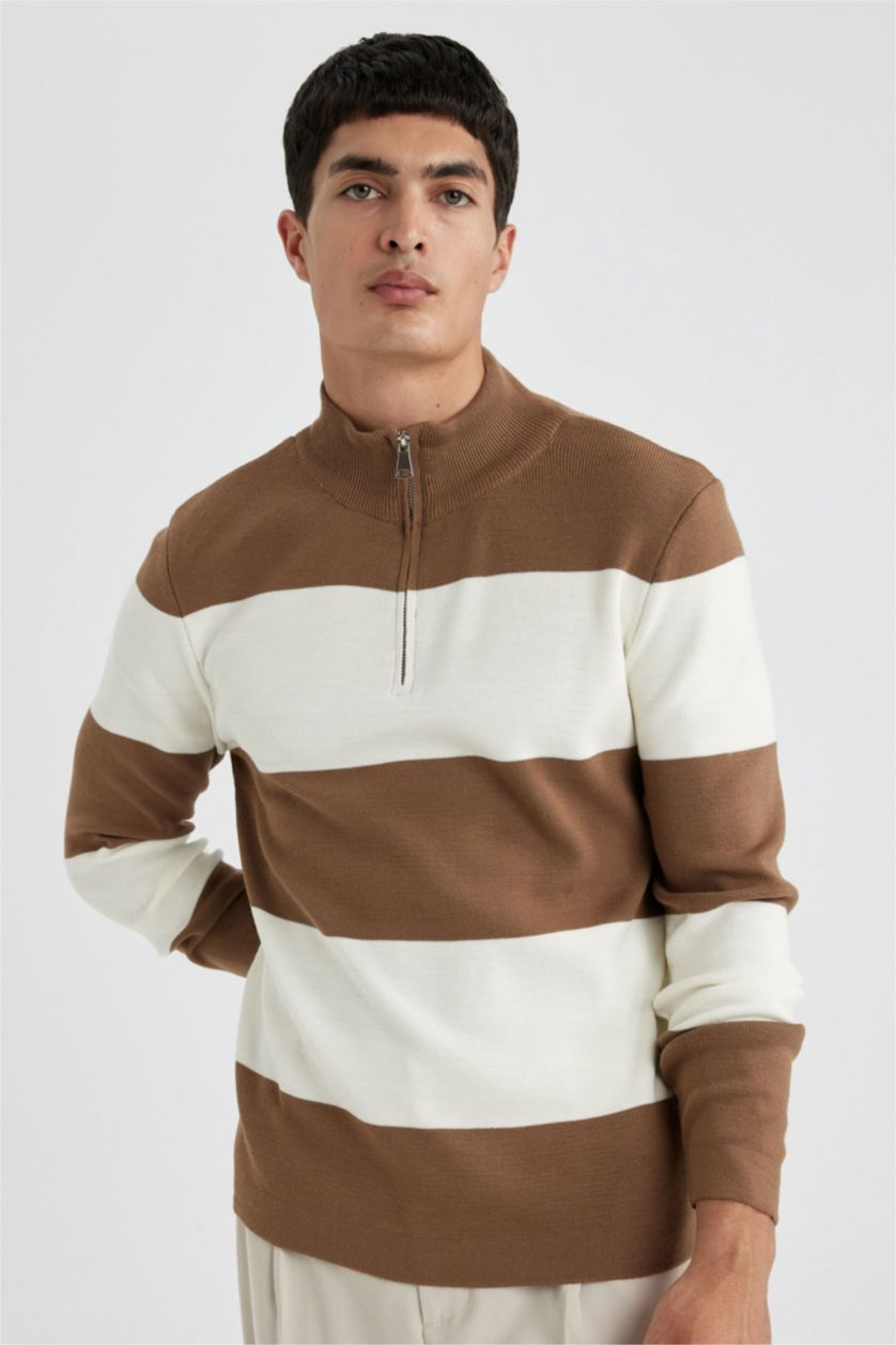 Чоловічий Верблюжа шерсть Пуловер стандартного крою з коміром стійкою трикотажний для чоловіків