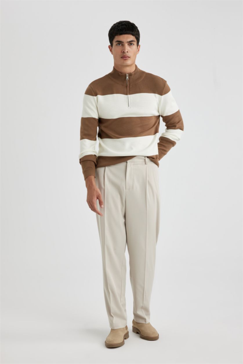 Чоловічий Верблюжа шерсть Пуловер стандартного крою з коміром стійкою трикотажний для чоловіків