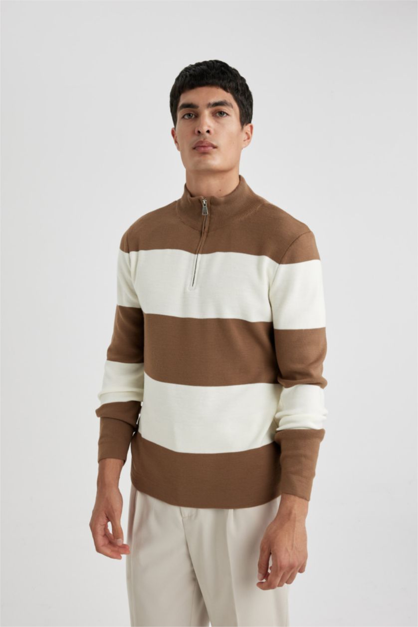 Чоловічий Верблюжа шерсть Пуловер стандартного крою з коміром стійкою трикотажний для чоловіків