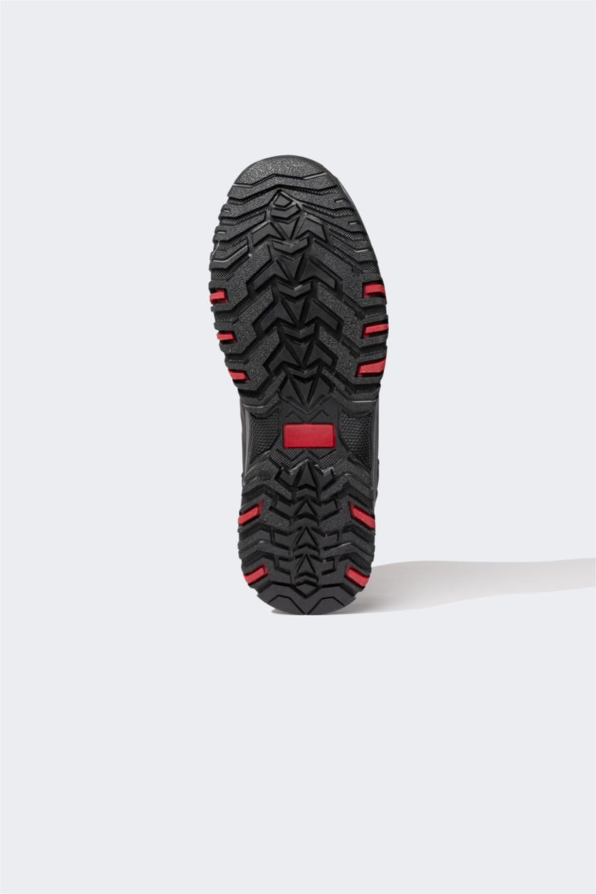 HOMME Noir Bottes En Simili Cuir à Semelle épaisse à Lacets Pour Homme