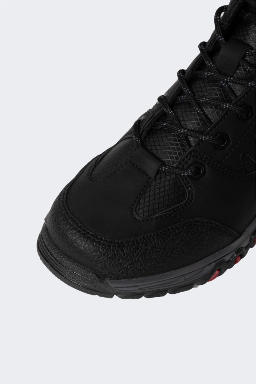 HOMME Noir Bottes En Simili Cuir à Semelle épaisse à Lacets Pour Homme