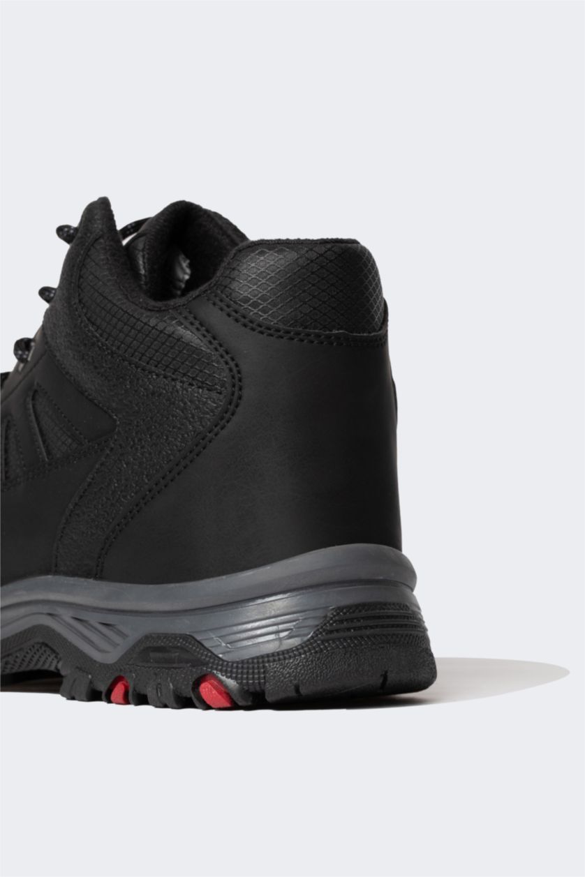 HOMME Noir Bottes En Simili Cuir à Semelle épaisse à Lacets Pour Homme