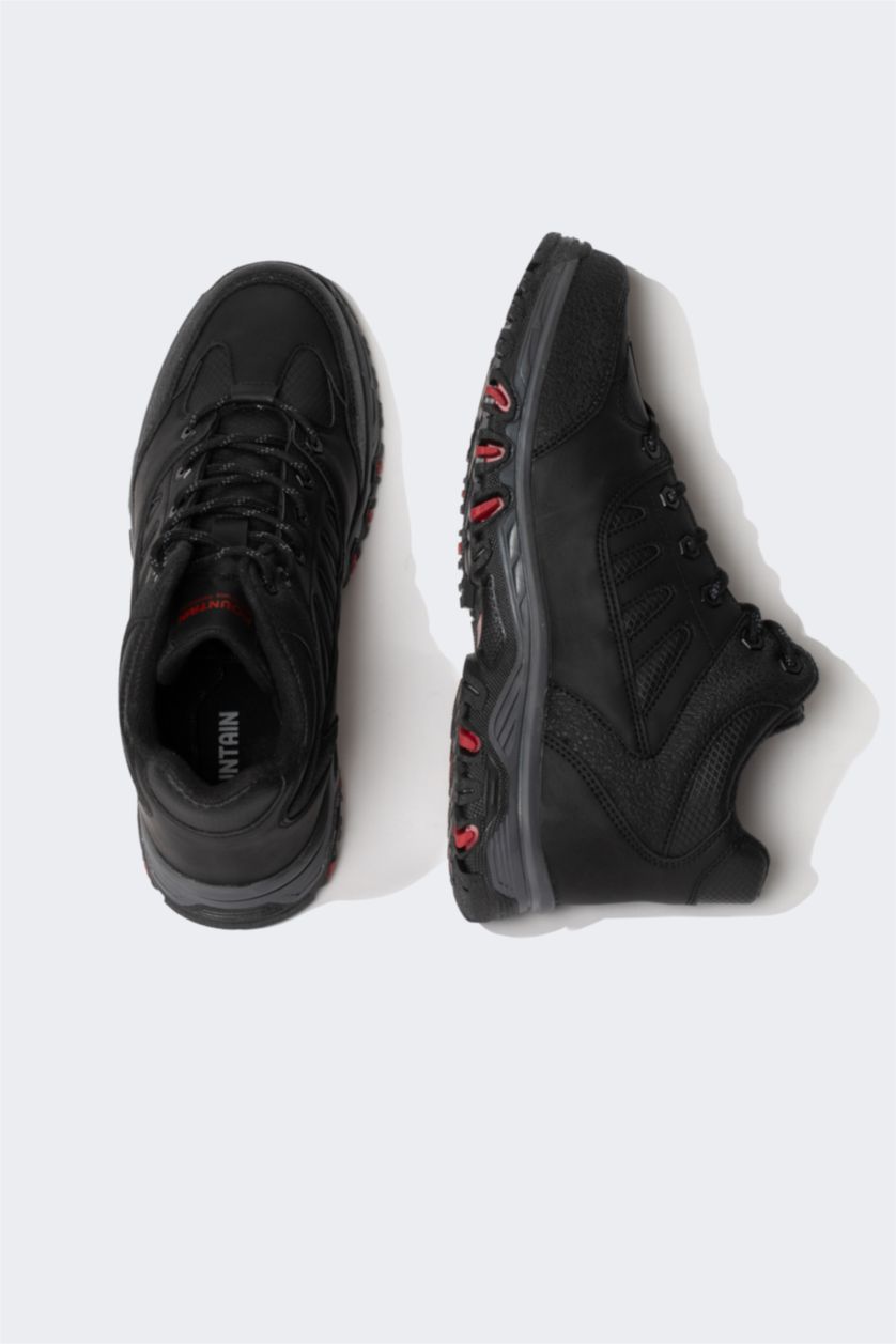 HOMME Noir Bottes En Simili Cuir à Semelle épaisse à Lacets Pour Homme