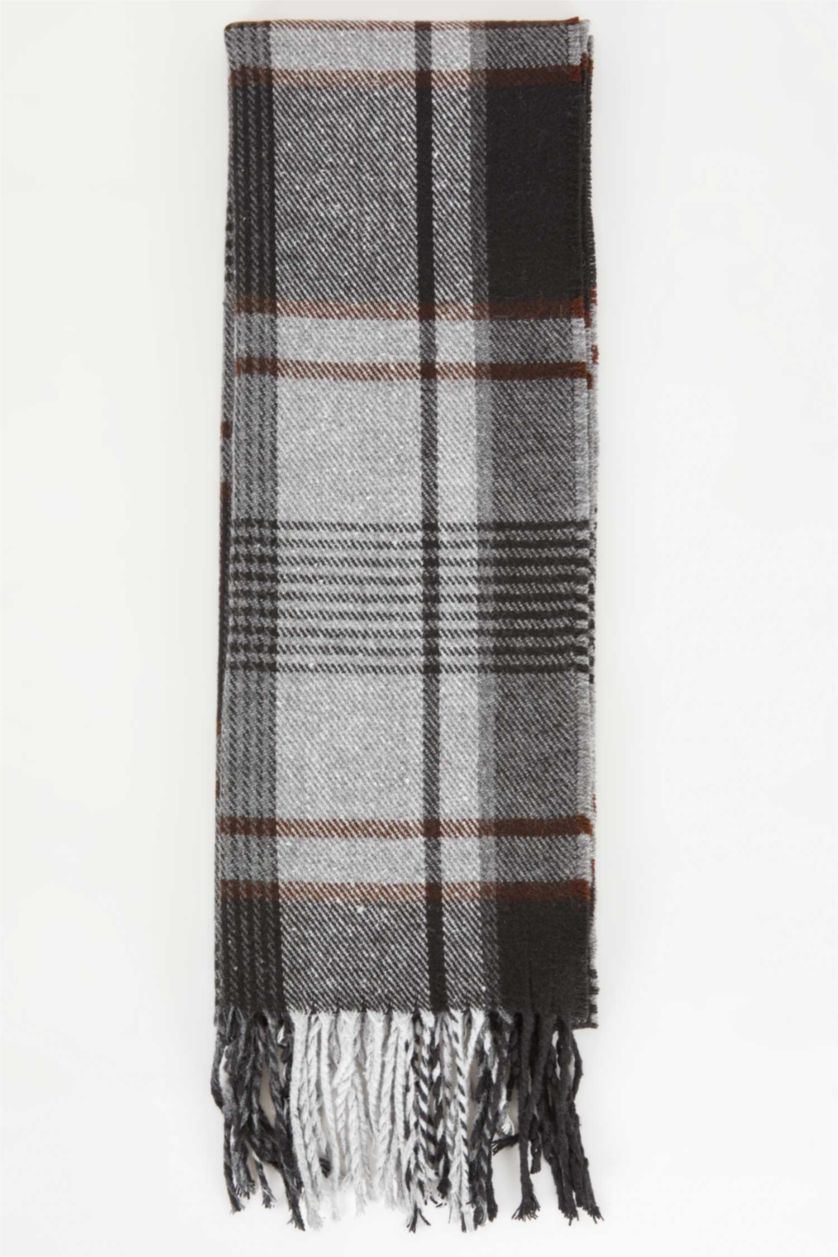 رجالي رمادي طقم سكارف رجالي كاروهات