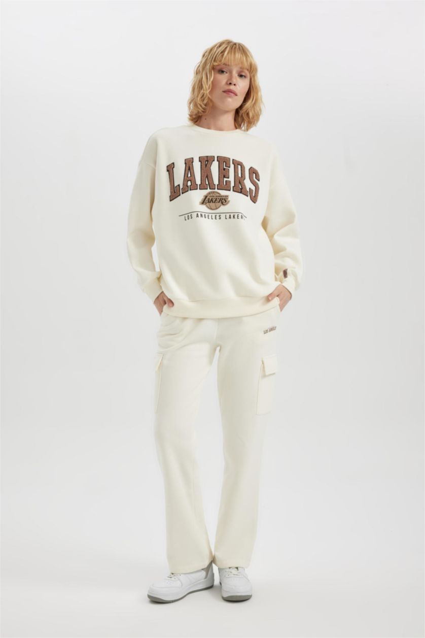 WOMAN Ecru Standard Fit Wide Leg Long Sweatpants