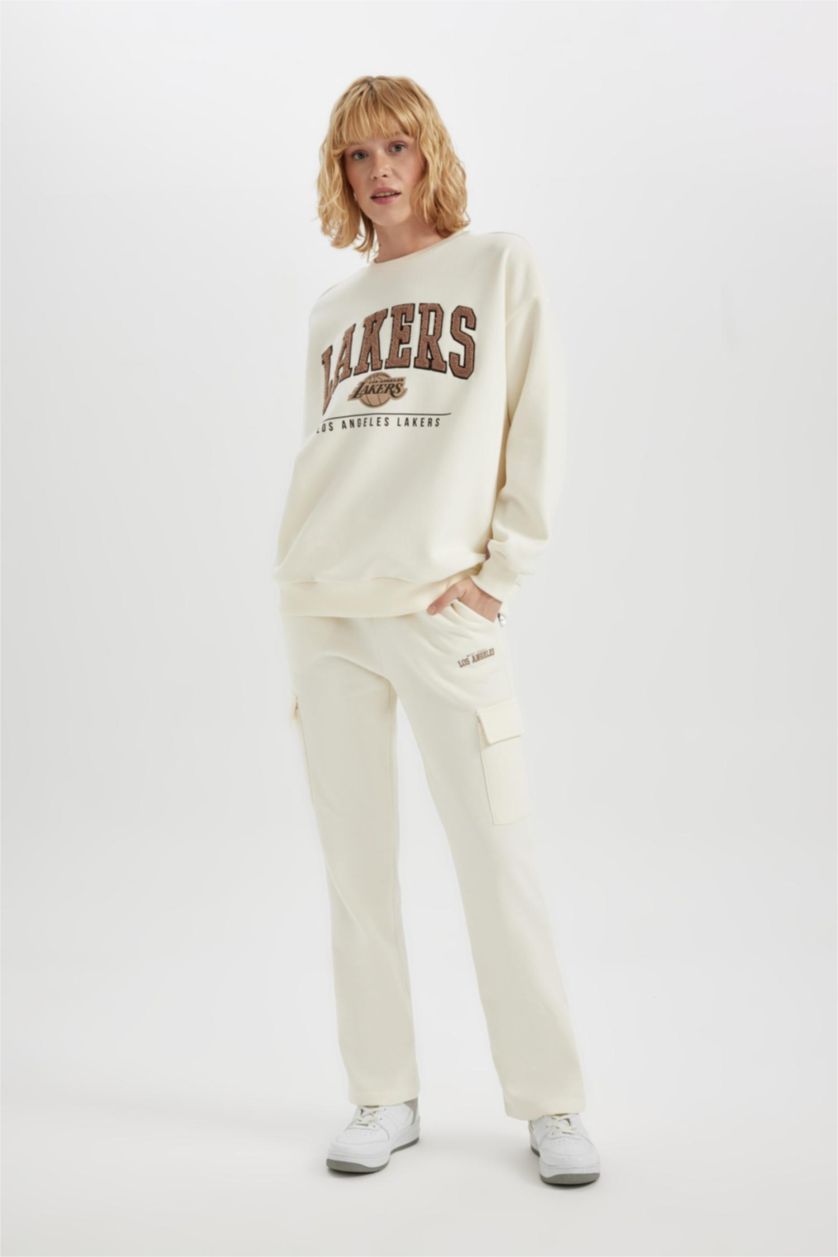 WOMAN Ecru Standard Fit Wide Leg Long Sweatpants