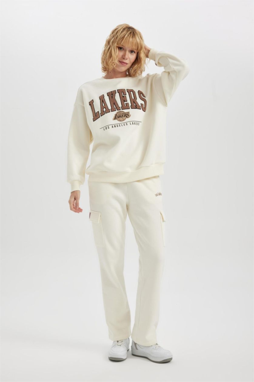 WOMAN Ecru Standard Fit Wide Leg Long Sweatpants