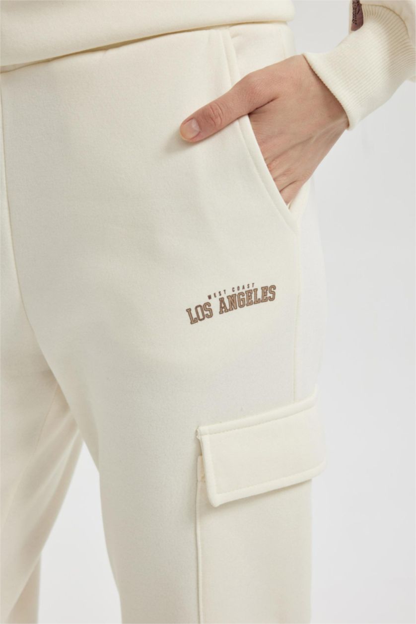 WOMAN Ecru Standard Fit Wide Leg Long Sweatpants